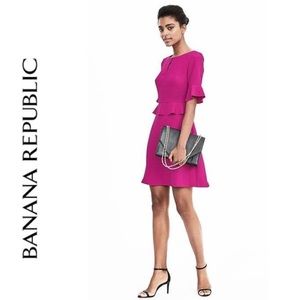 Banana Republic Fuchsia Peplum Flounce Dress